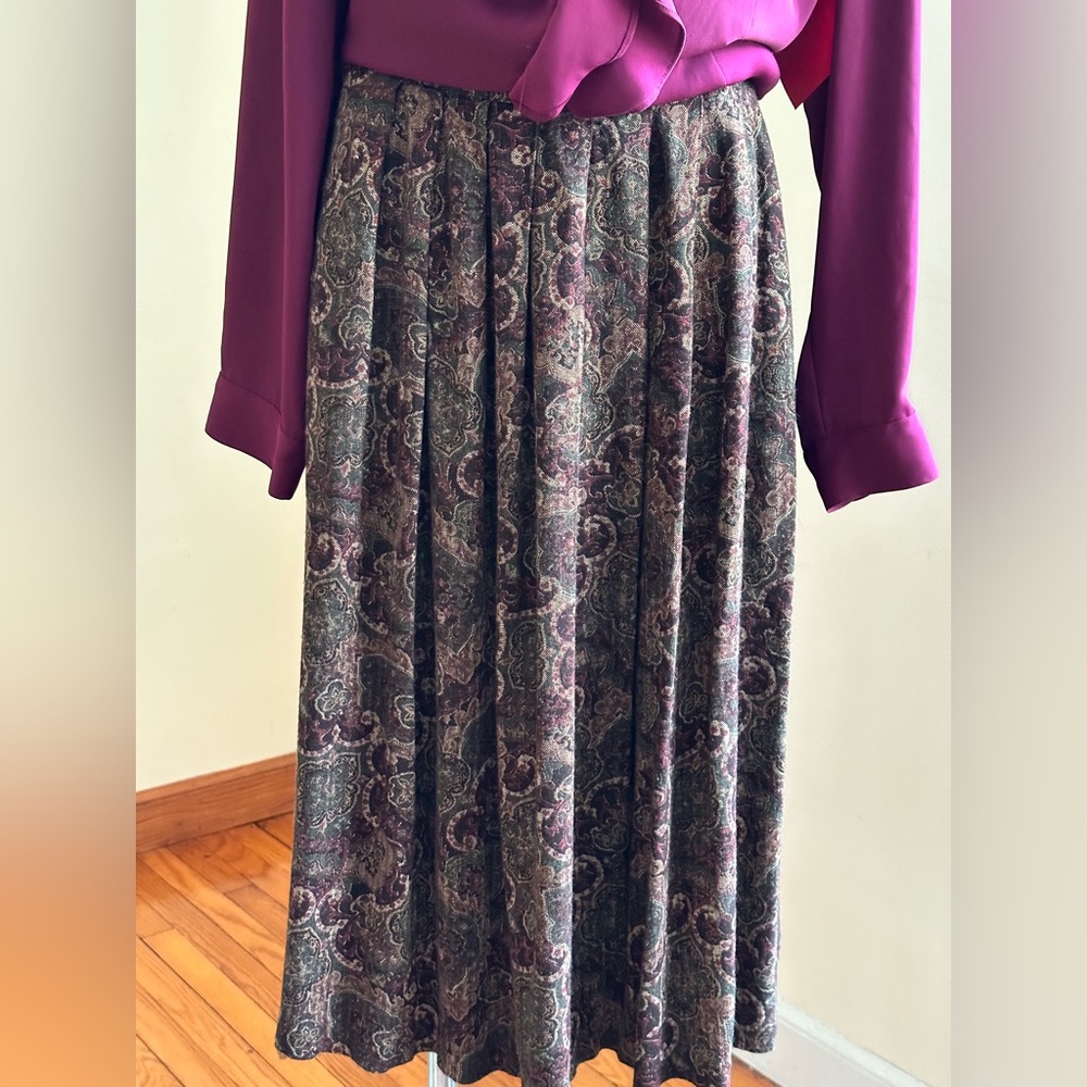 First Option Too Vintage Paisley Design Pleaded Sz XL Elastic Waist Runs…